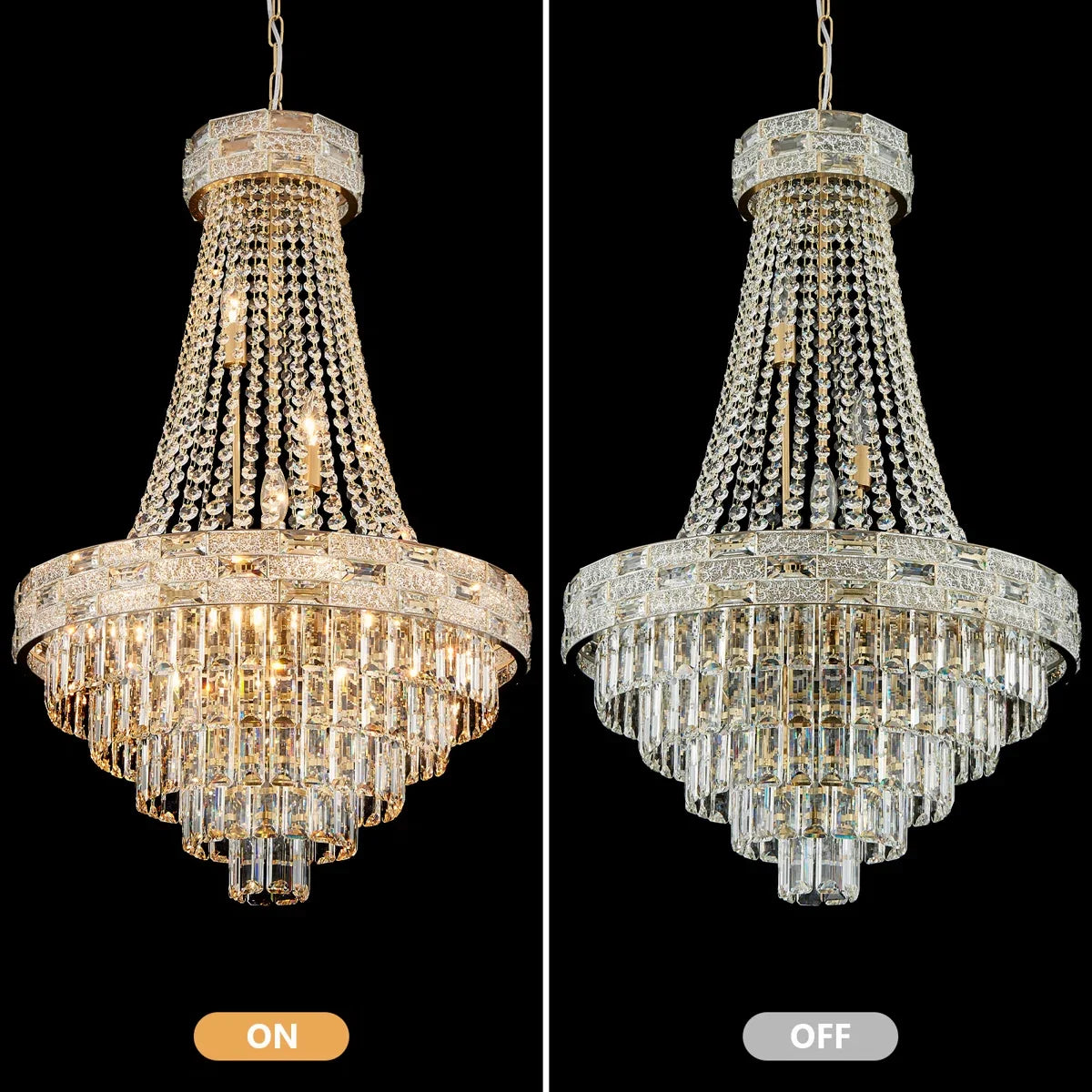 Luxury Gold Crystal Chandelier for High Ceiling Staircase Modern Large K9 Crystal Hanging Pendant Light Living Room Vila Lobby