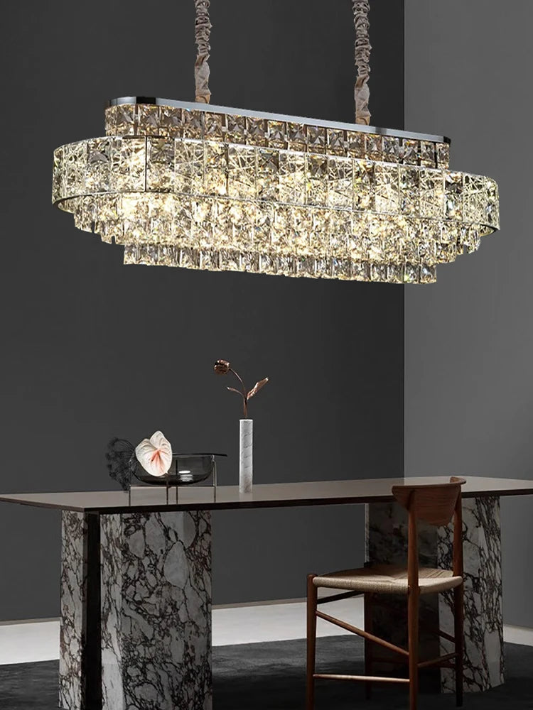 Crystal Ceiling Chandelier Modern Designer Home Decor Round Hanging Lamps for Living Room Golden / Chrome Stainless Steel Lustre